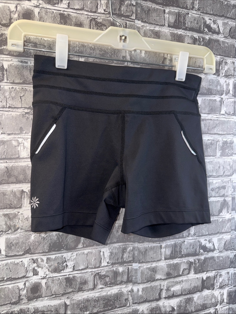 Athleta Black Bike Shorts with Reflective Accents